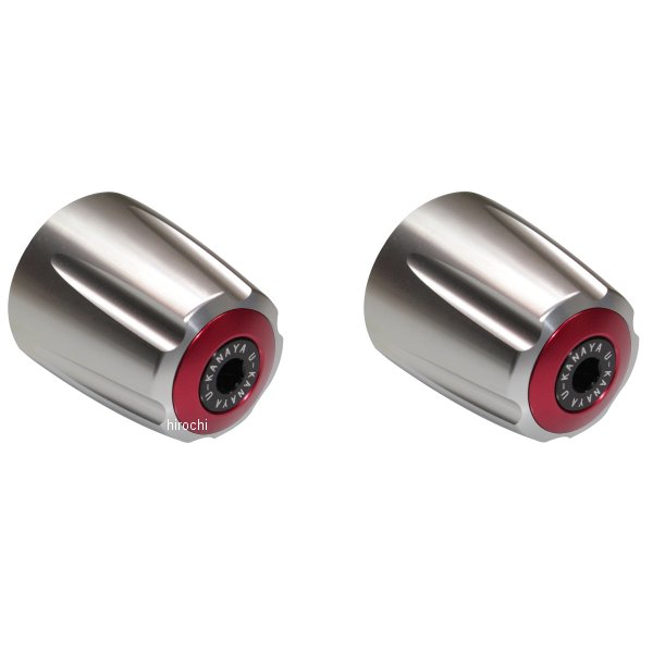 【メーカー在庫あり】 ユーカナヤ U-KANAYA アルミビレットハンドルバーエンド グルーヴタイプ ゼファー400/ゼファーχ シルバー/赤 BEGVSV-KA41-RD JP店