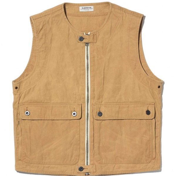 カドヤ KADOYA 春夏モデル デニムベスト RIDERS WORK VEST ベージュ 3Lサイズ 6264-0 JP店