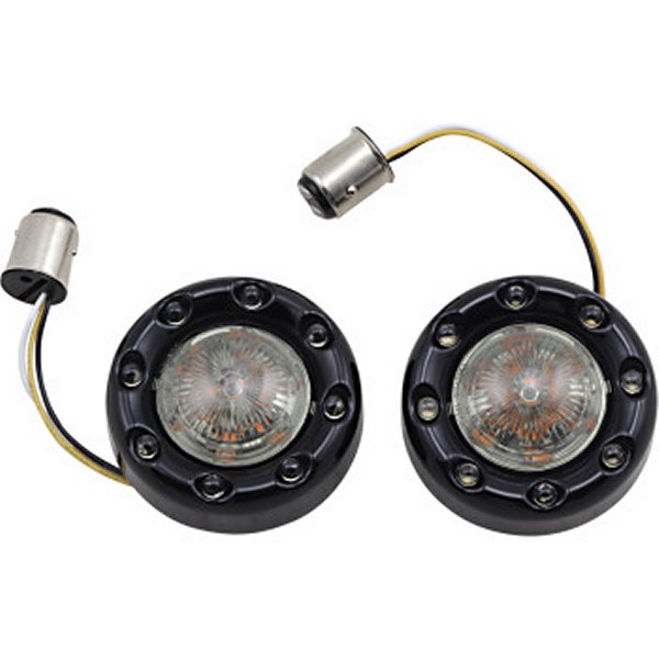 【USA在庫あり】 カスタム ダイナミクス LEDウインカー フロントブレット ダブル球 黒/スモーク 2020-1873 JP店