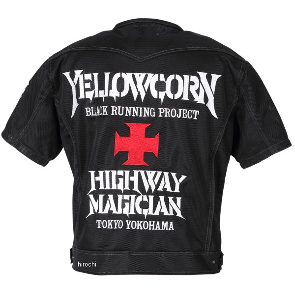 イエローコーン YeLLOW CORN 2021年春夏モデル メッシュTシャツ 黒/アイボリー Lサイズ YMT-003 JP店