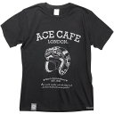 エースカフェロンドン ACE CAFE LONDON コットンTシャツ HELMET 黒 Mサイズ AC001CT-BK/M JP店