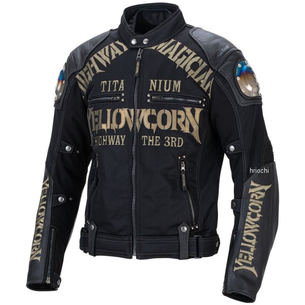 イエローコーン YeLLOW CORN 2022年春夏モデル チタニウムメッシュジャケット 黒/ゴールド Mサイズ YB-2109 JP店