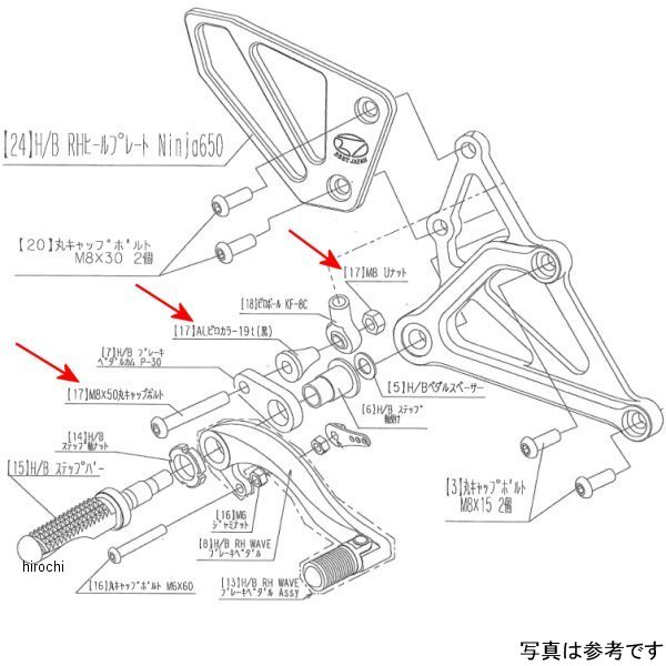 ビート BEET RH ペダルボルトSET Ninja650 9099-KD7-20 JP店