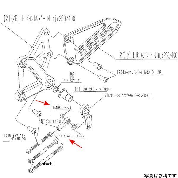 ビート BEET LH ペダルボルトSET Ninja250 9099-KE5-10 JP店