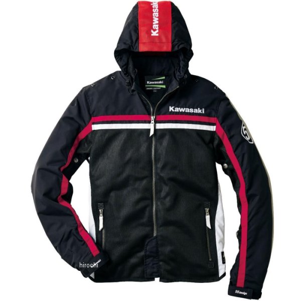 Nylon Jackets - カワサキ純正 春夏モデル カワサキ×56design ハーフメッシュパーカー 黒/赤 LLサイズ J8001-2870 JP店