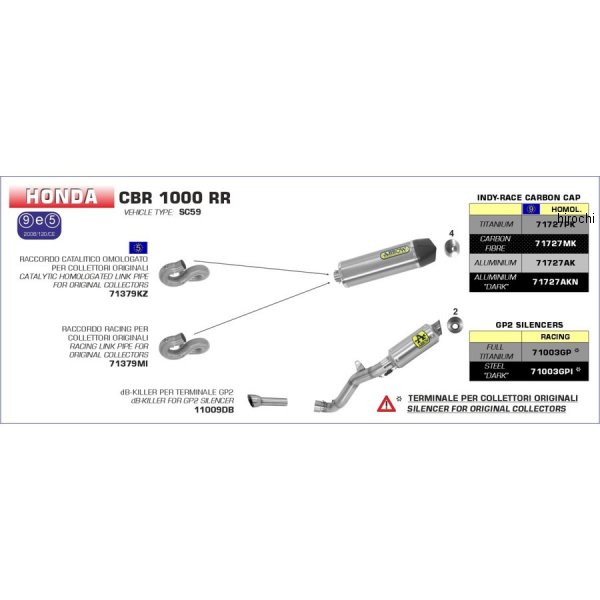 アロー ARROW スリップオンマフラー GP2 08年-13年 CBR1000RR チタン 71003GP JP店