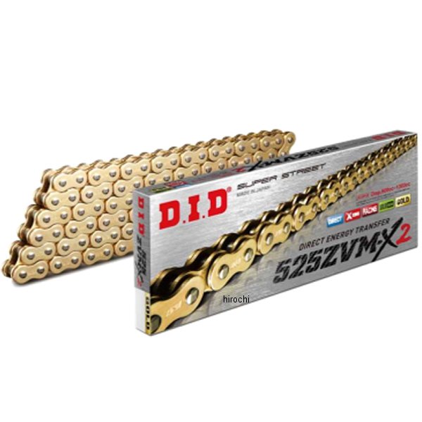 DID 大同工業 チェーン 525ZVM-X2シリーズチェーンサイズ:525リンク数:98Lジョイントタイプ:ZJ(カシメ)カラー:ゴールドチェーンの全幅をさらにスリム化する事で剛性アップ、更に操作性が向上しました。D.I.D特許のX-リングをさらに進化させた新型X-リングを採用しました。チェーンの屈曲抵抗を抑え、低フリクションと長寿命を実現、安定した性能を発揮します。※ZVM-XとZVM-X2のジョイントは互換性がありません。※パッケージは予告なく変更される場合がございます。4525516135603楽天 JP店