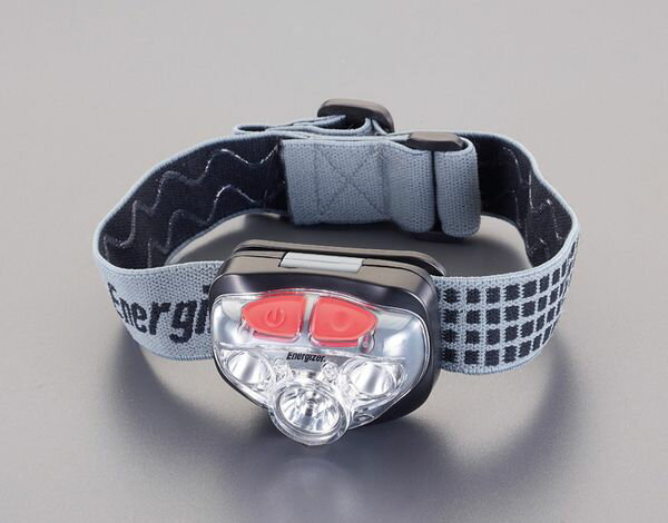 光源：白色LED3灯、 赤色LED2灯（切替式） ※LEDに替球はありません。明るさ：強〜弱(無段階調光) 集光(強) 散光(弱) 赤色ルーメン：強〜弱（無段階調光）：315〜22 集光（強）：160 散光（強）100 赤色：8電池寿命：強〜弱（無段階調光）：6〜50時間 集光（強）：11時間 散光（強）：20時間 赤色：18時間照射距離：80m(強)、17m(弱)使用電池：単4電池×3本(付属)防水性能：IPX4耐衝撃性能：1m4ライトモード：集光 散光 フォーカス 赤色LEDサイズ：59(W)×32(D)×45(H)mm重量：53g(本体のみ)ベルト幅：25mm色：白・赤白色LED球は無段階調光と集散光の同時切り替えが可能ヘッド角度調整可能 （約45°まで3段階の角度調整が可能)調光機能点灯モードは以下のようになります。 (スイッチボタン1) 　赤色LED2灯→白色LED3灯（強）→白色LED3灯（弱）→OFF (スイッチボタン2) 　スイッチを押すと、白色LEDが点灯します。 　もう一度押すと消えます。 　スイッチを長押しすると、明るさを100％から10％まで調整することができます。グリップ力の高い滑り止め付ヘッドバンド付属集光・散光入数：1個EA758EA-8E楽天 JP店　