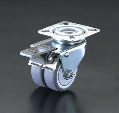 【メーカー在庫あり】 エスコ ESCO 50mm キャスター 自在・ツインホイール・後輪ブレーキ 000012066997 JP