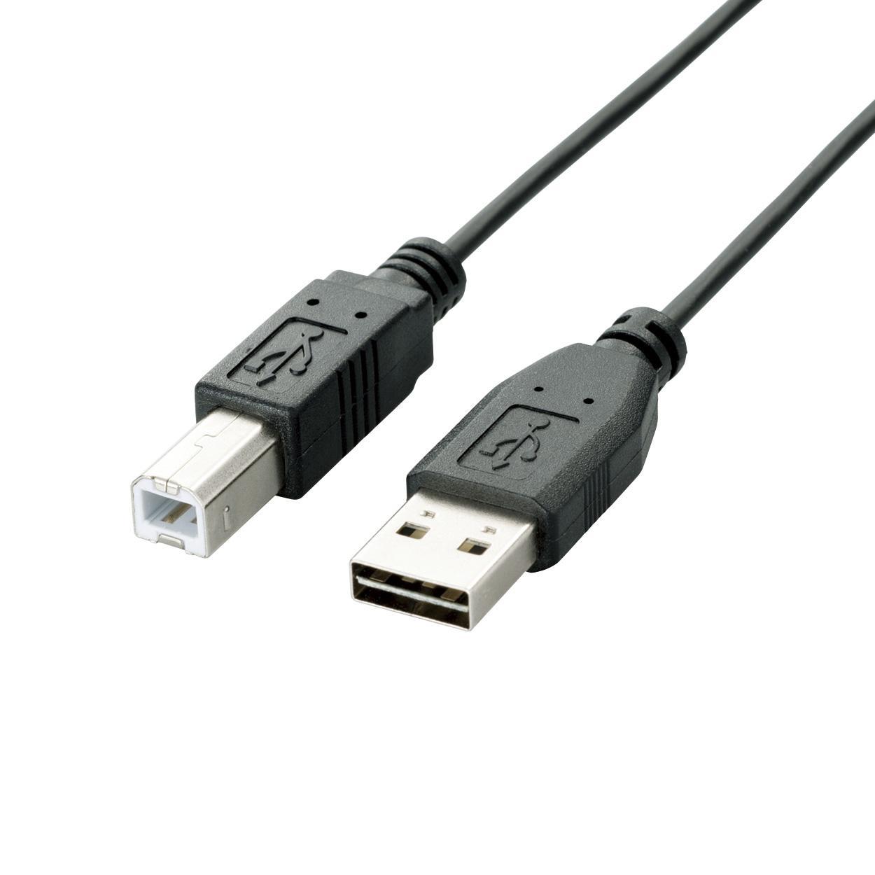 ●長さ:5.0m●規格:USB2.0規格(HI-SPEEDモード)準拠●コネクタ形状:USB(A)オス- USB(B)オス ●対応機種:USB（Aタイプ）端子を持つパソコン及びUSB（Bタイプ）端子を持つパソコン周辺機器 挿し込む向きを気にせず使える「両面挿しUSBケーブル」です。USB（Aタイプ:メス）のインターフェイスを持つパソコンやUSBハブと、USB（Bタイプ:メス）のインターフェイスを持つプリンターや外付けハードディスクドライブなどの周辺機器を接続できる、USB2.0ケーブルです。直径2.5mmの細くて取り回しのよい極細ケーブル480Mbpsの高速データ転送に対応する、USB2.0規格(HI-SPEEDモード)認定ケーブルです。 サビなどに強く信号劣化を抑える金メッキピンコネクタを使用しています。000012247186　