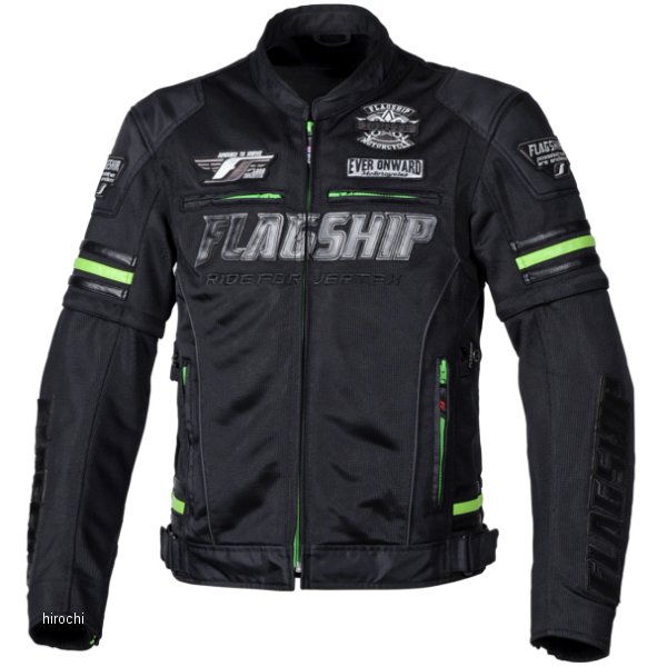 フラッグシップ FLAGSHIP 春夏モデル イクシードメッシュジャケット 黒/緑 Lサイズ FJ-S203SP JP店