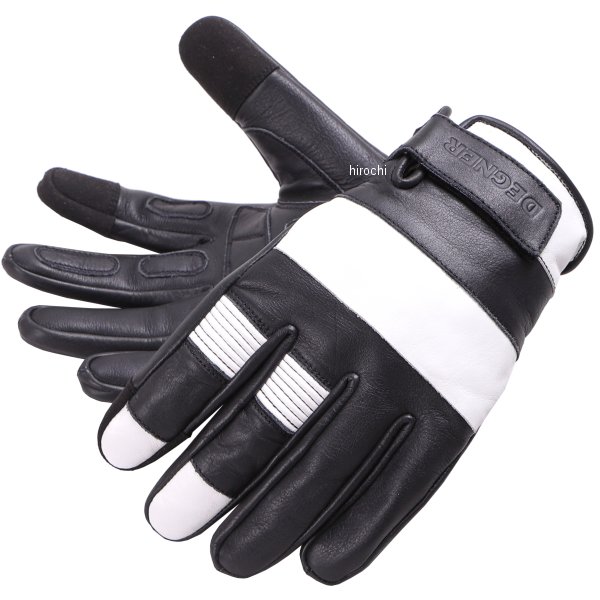 デグナー DEGNER レザーショートグローブ 黒/白 XLサイズ TG-73 JP店