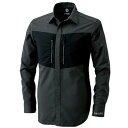 TSデザイン ハイブリッドストレッチシャツ 黒/チャコールグレー 3Lサイズ 84605 JP店