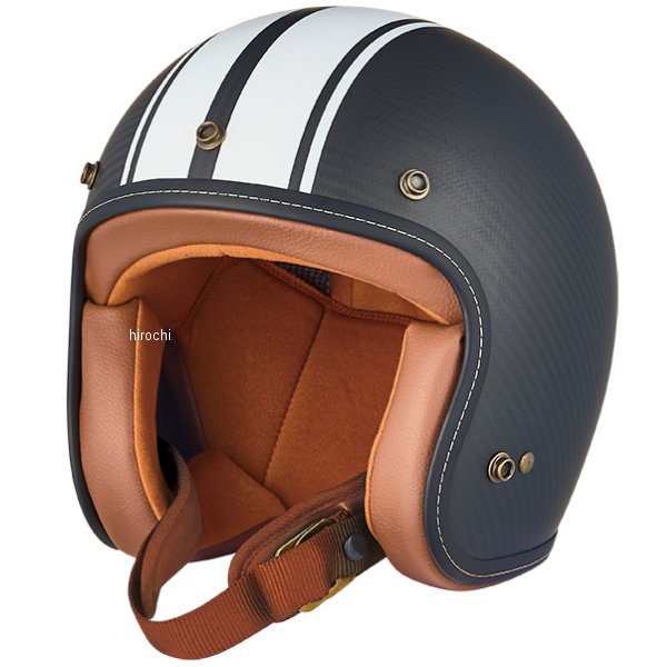 【メーカー在庫あり】 ジーロット ZEALOT ジェットヘルメット FlyboyJet2 CARBON HYBRID スタンダード マット 白ストライプ/ブラウン XLサイズ FJ0021/XL JP店