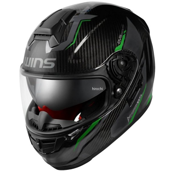 ウインズ WINS フルフェイスヘルメット A-FORCE RS FLASH type C カーボン/ネオングリーン Lサイズ 456..