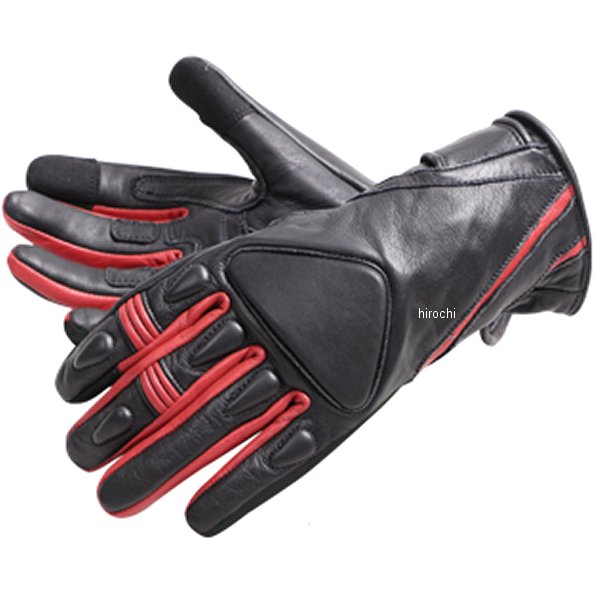 Gloves - 【メーカー在庫あり】 デグナー DEGNER レザーレディースグローブ 黒/赤 Lサイズ FRTG-71 JP店