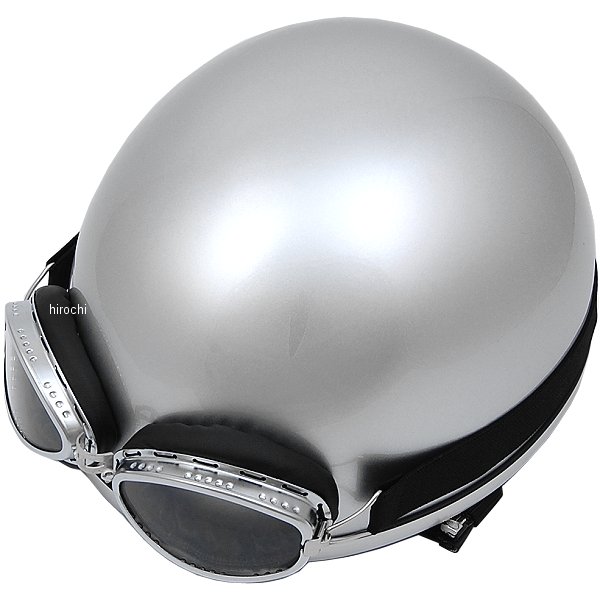 Half Cap Type - 【メーカー在庫あり】 NBS バイクパーツセンター ハーフヘルメット ビンテージ シルバー フリーサイズ(57-60cm未満) 7402 JP店