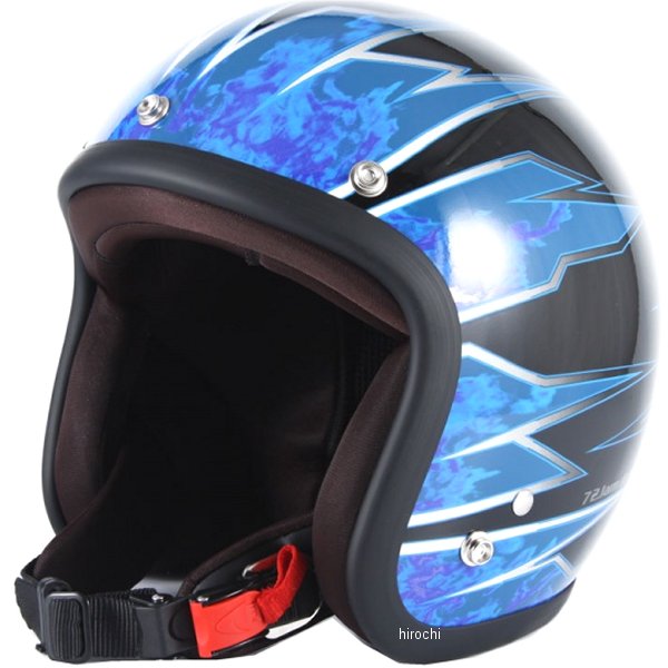 ナナニージャム 72JAM ジェットヘルメット JET STINGサイズ:フリー(57-60cm未満)カラー:ブルー (ブラックベース グロス仕上げ)規格:SG規格、全排気量対応【仕様説明】スポンジパッド2枚付シャープなスピードグラフィックに、リアルフレアを融合した新世界を堪能せよ。すべてのヘルメット関して6ヶ月毎にすべて、肌に触れるすべての部分（内装繊維素材、あご紐部分、合皮繊維、発砲スチロール部すべてに「一般財団法人 ボーケン品質評価機構」という機関で、ホルムアルデヒド等のかぶれやアレルギー等、人体へ影響が無いかのテストを行い、すべてクリアしています。【規格】SG/PSC【届出事業者】株式会社アルファテック【検査機関】一般財団法人製品安全協会JJ-17楽天 JP店