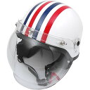 【メーカー在庫あり】 CR-760 リード工業 ハーフヘルメット クロス バブルシールド付き 白/赤/青 フリーサイズ (57cm-60cm) CR-760-W-RE-BL JP店