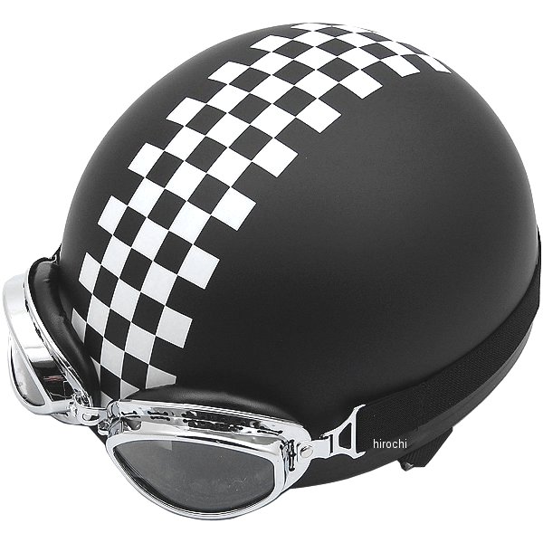 【メーカー在庫あり】 モトボワットBB Moto Boite ビンテージヘルメット マット黒/チェッカー フリーサイズ(58-60cm未満) 10675076 JP店(2)