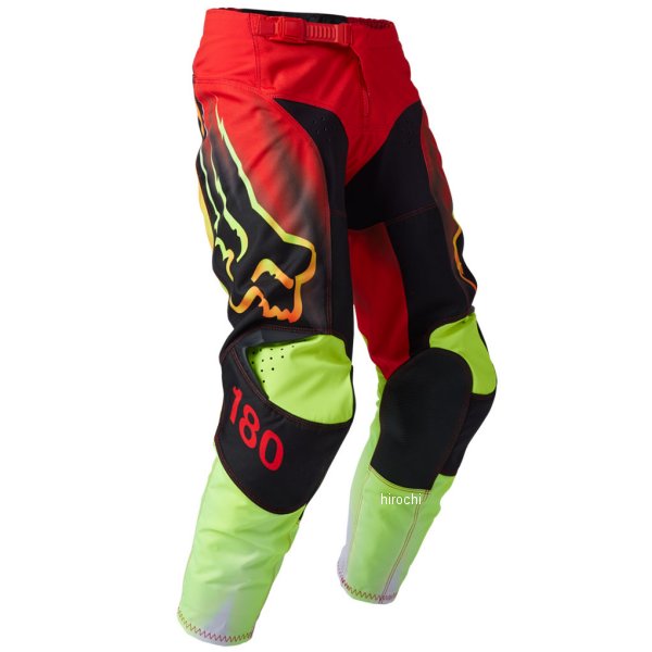 フォックス FOX ユース パンツ 180 スタティックサイズ:24インチ(ユース)カラー:フローレッド【仕様説明】ユースライダーの体格に合わせて設計されたMXウェアです。アダルトモデル同様の機能を備え、ライディング時の快適性、安全性を確保。メインボディには耐久性に優れた600Dポリエステルを使用。乗車姿勢を想定したFOX独自の裁断パターンRAP(ライダーアタックポジション)によってライディング時の運動性を向上。熱や摩耗に強いレザー製のニーパネルを使用。バイクやニーガードによる擦れの耐久性を向上。腰・股下・ヒザの可動部に4ウェイストレッチ素材TruMotion素材を使用し、高い運動性を誇ります。取り外し可能なヒップパッド付き。30491-110-24楽天 JP店