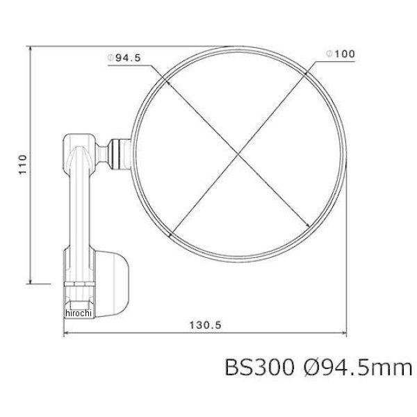 リゾマ rizoma バーエンドミラー Spy-ARM 直径94.5mm ブラック 左右共通 1個売り BS300B JP店 2