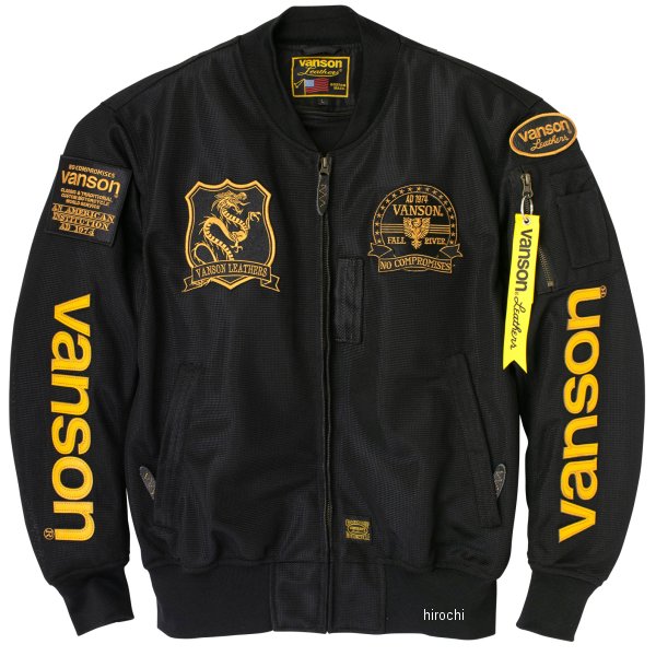 バンソン VANSON 春夏モデル メッシュMA-1ジャケット 黒/イエロー Lサイズ VS24101S JP店