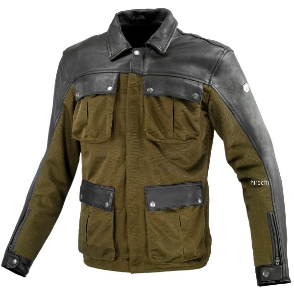 Leatherjackets - 【メーカー在庫あり】 コミネ KOMINE 春夏モデル レザーメッシュロングジャケット オリーブ XLサイズ JK-170 JP店