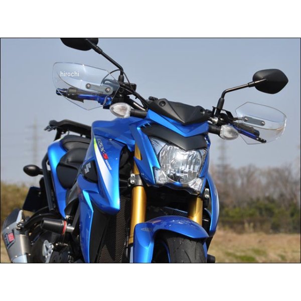 シックデザイン ガイラガントレット クリアGSX-S1000走行風よりライダーの拳や指先を保護するナックルガード。シールド本体はポリカーボネイト製で、色はクリアです。十分な強度をもたせた取付けステーは高い風圧を受けてもガタツキが出ないように考慮された形状を持ち、左右のミラーに共締めするだけのボルトオン設計です。GG78楽天 JP店