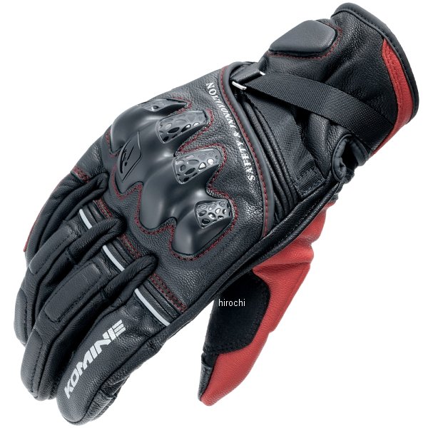 【メーカー在庫あり】 コミネ KOMINE 秋冬モデル レザープロテクトウォームグローブHG 黒/赤 Lサイズ GK-854 JP店(2.0)