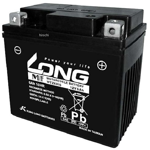 【メーカー在庫あり】 ロング LONG バッテリー 12V、6Ah 液注入済 互換 YTZ7S YTZ6V YTX5L-BS TTZ6V WTZ6VIS JP店