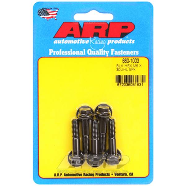【USA在庫あり】 ARP M6 x 1.00 x 30mm Hex ブラックオキサイド ボルト 5個入り arp660-1003 JP店