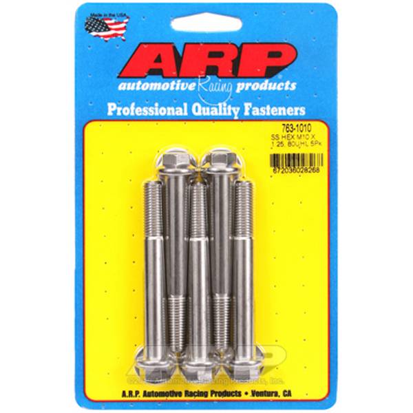 【USA在庫あり】 ARP M10 x 1.25 x 80mm Hex ステンレス ボルト 5個入り arp763-1010 JP店(2.0)