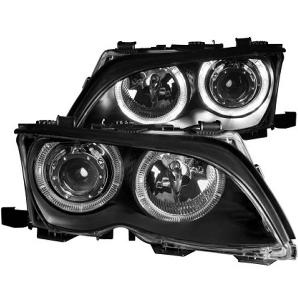 【USA在庫あり】 ANZO 2002-2005 BMW 3シリーズ E46 プロジェクターヘッドライト w/ Halo Black anz121140 JP店