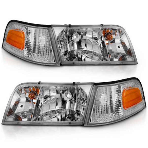 【USA在庫あり】 ANZO 1998-2005 フォード Crown Victoria Crystal Headlight クローム With Bumper Light (OE) anz121556 JP店