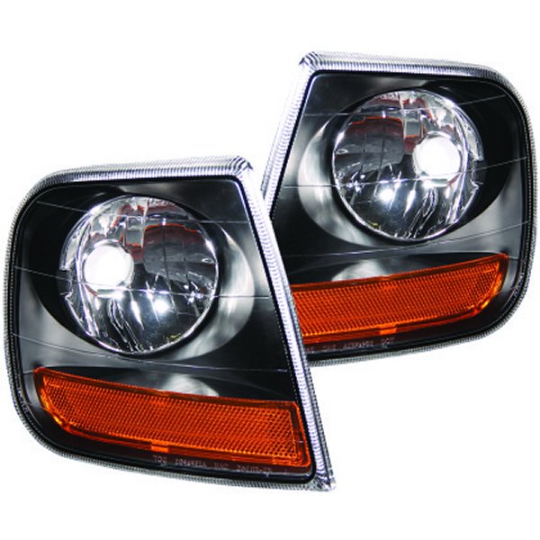 【USA在庫あり】 ANZO Corner Lights 1997-2003 フォード F-150 HARLEY DAVIDSON Style Corner Lights ブラック w/ Amber Reflector anz521040 JP店