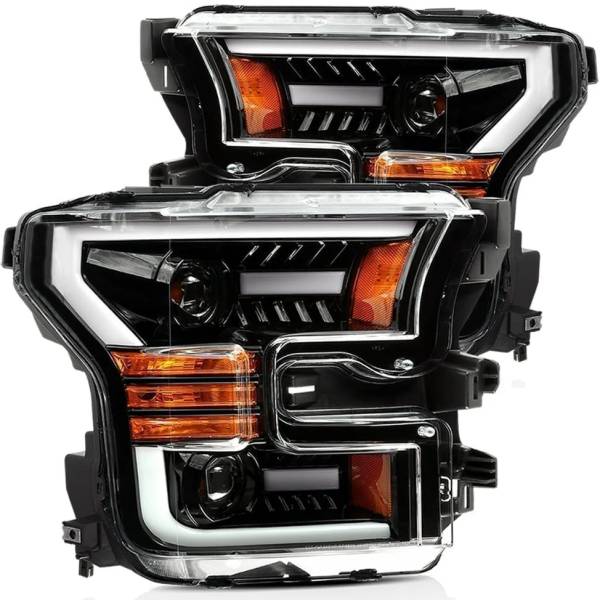  AlphaRex PROシリーズ プロジェクター ヘッドライト Plank Style グロスブラック 15年-17年 フォード F-150 arx880158 JP店