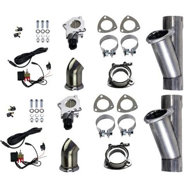  Granatelli 2.5in Aluminized Mild Steel Electronic Dual Exhaust Cutout w/Slip Fit & Band クランプ gms303525D JP店