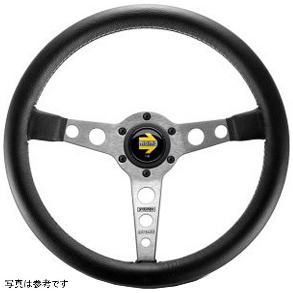 【USA在庫あり】 Momo Prototipo ステアリングホイール 350 mm ブラック Leather/Wht Stitch/Brshd Spokes momPRO35BK0S JP店