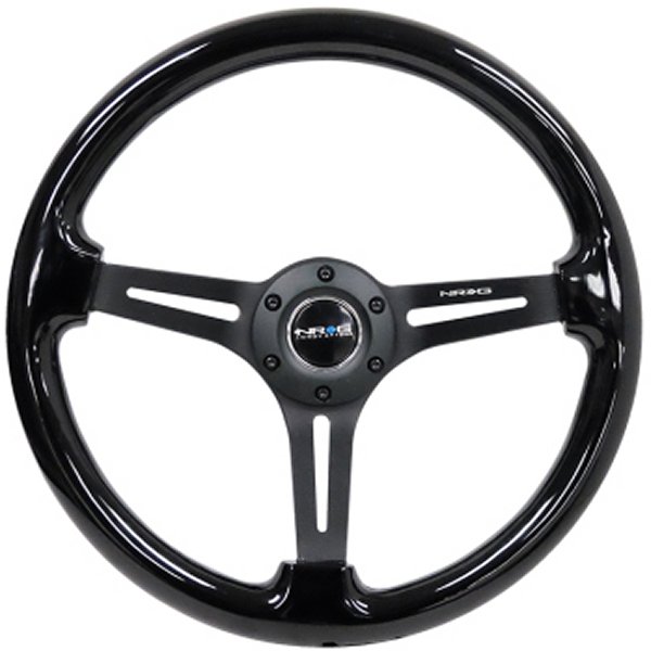��USA�߸ˤ���� NRG Reinforced ���ƥ���󥰥ۥ����� (350mm / 3in. Deep) Blk Wood w/Blk Matte Spoke/�֥�å� Center Mark nrgRST-018BK-BK JPŹ