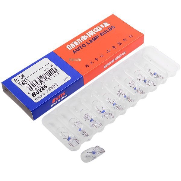 【メーカー在庫あり】 小糸製作所 白熱バルブ T10 6V3W ウェッジ 10個入り 1481 JP店