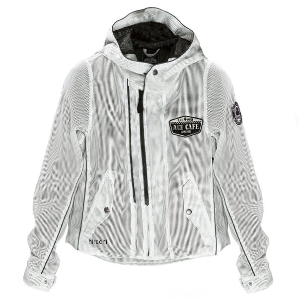 Nylon Jackets - エースカフェロンドン ACE CAFE LONDON 春夏モデル W2 フーディーシースルーメッシュジャケット Pホワイト Sサイズ SS2501MJ JP店