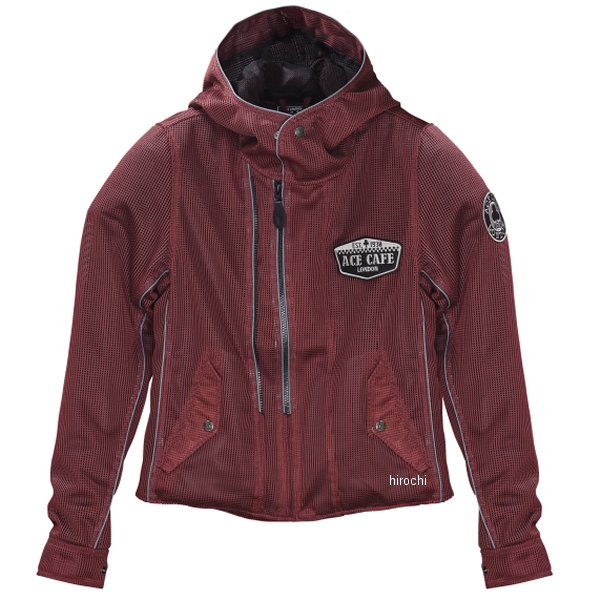 エースカフェロンドン ACE CAFE LONDON 2025年春夏モデル W2 フーディーシースルーメッシュジャケット バーガンディ Sサイズ SS2501MJ JP店