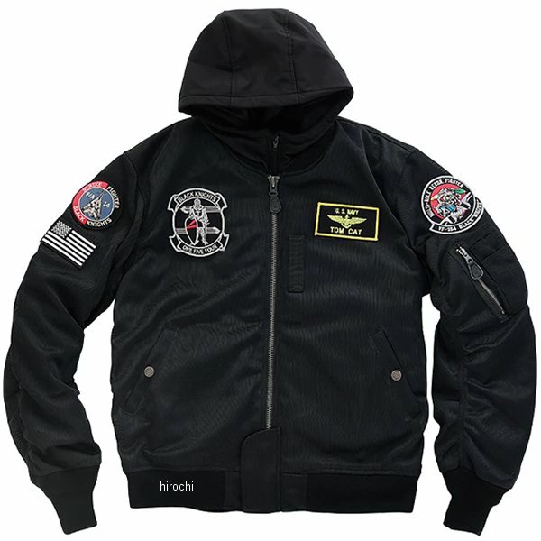 HTVA-2321S ヒューストン HOUSTON 春夏モデル メッシュジャケット MA-1 BLACK KNIGHTS 黒 5XLサイズ HTVA2321SBK5 JP店