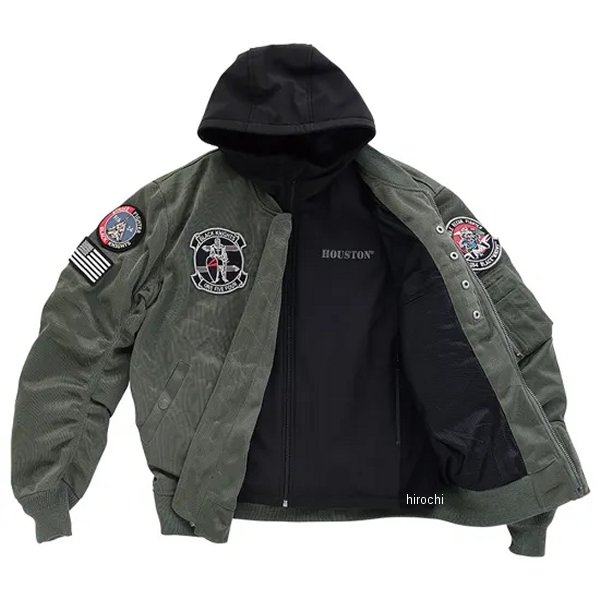 HTVA-2321S ヒューストン HOUSTON 春夏モデル メッシュジャケット MA-1 BLACK KNIGHTS M/C カーキ 4XLサイズ HTVA2321SKH4 JP店