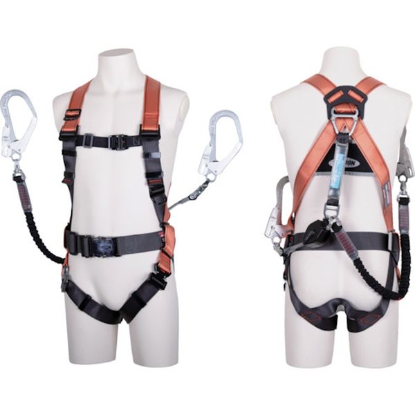 【メーカー在庫あり】 コアハーネス 胴ベルト付き ダブルランヤード付き ロック機構付き巻取式コルトリトラ・伸縮式ノビロン オレンジ Mサイズ TH502-CRNV93SVOT-OR-BKM-2R23BX JP店