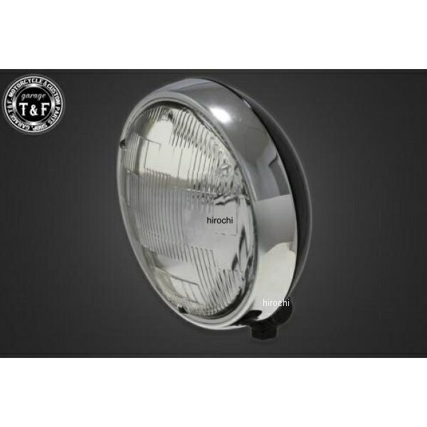 【New】 ガレージT&F 5.75in プレートヘッドライト(メッキ/ブラック)クリアーレンズ+ステーC SR400 4022519 JP店