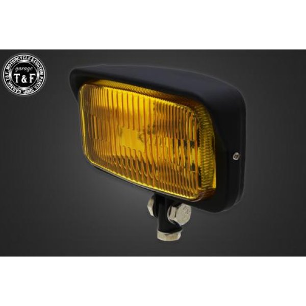 ガレージT&F ビンテージスクエアヘッドライト(マットブラック)イエローレンズ+ステーB DSC1100 4023417 JP店