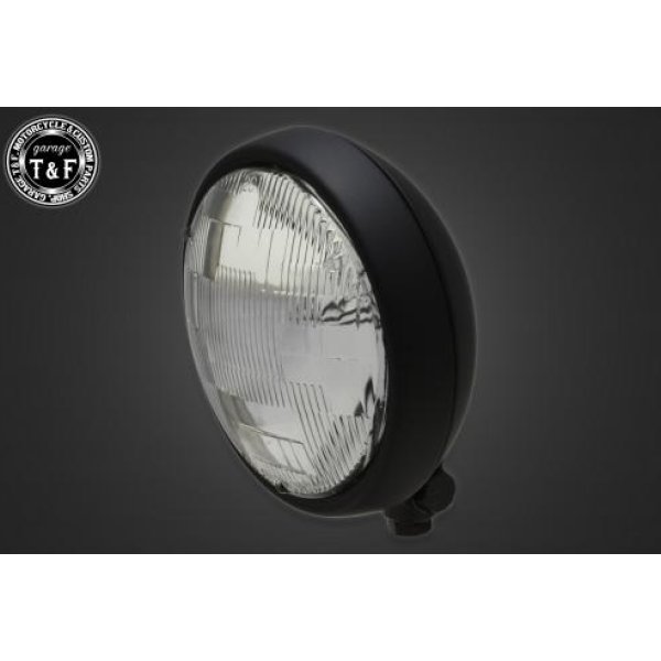 【New】 ガレージT&F 5.75in プレートヘッドライト(マットブラック)クリアーレンズ+ステーA マグナ250(S) 4022568 JP店
