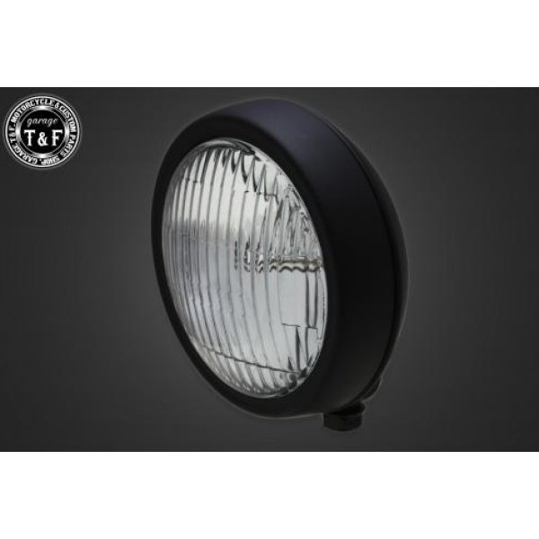 【New】 ガレージT&F 4.5in プレートヘッドライト(マットブラック)クリアーレンズ+ステーC SR400 4022827 JP店